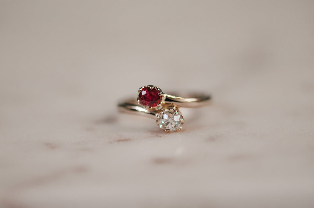 Toi er moi Ruby old mine diamond ring