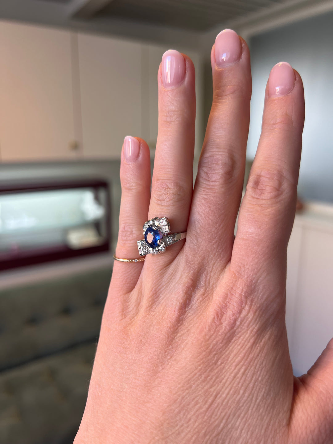 Art deco blue sapphire ring