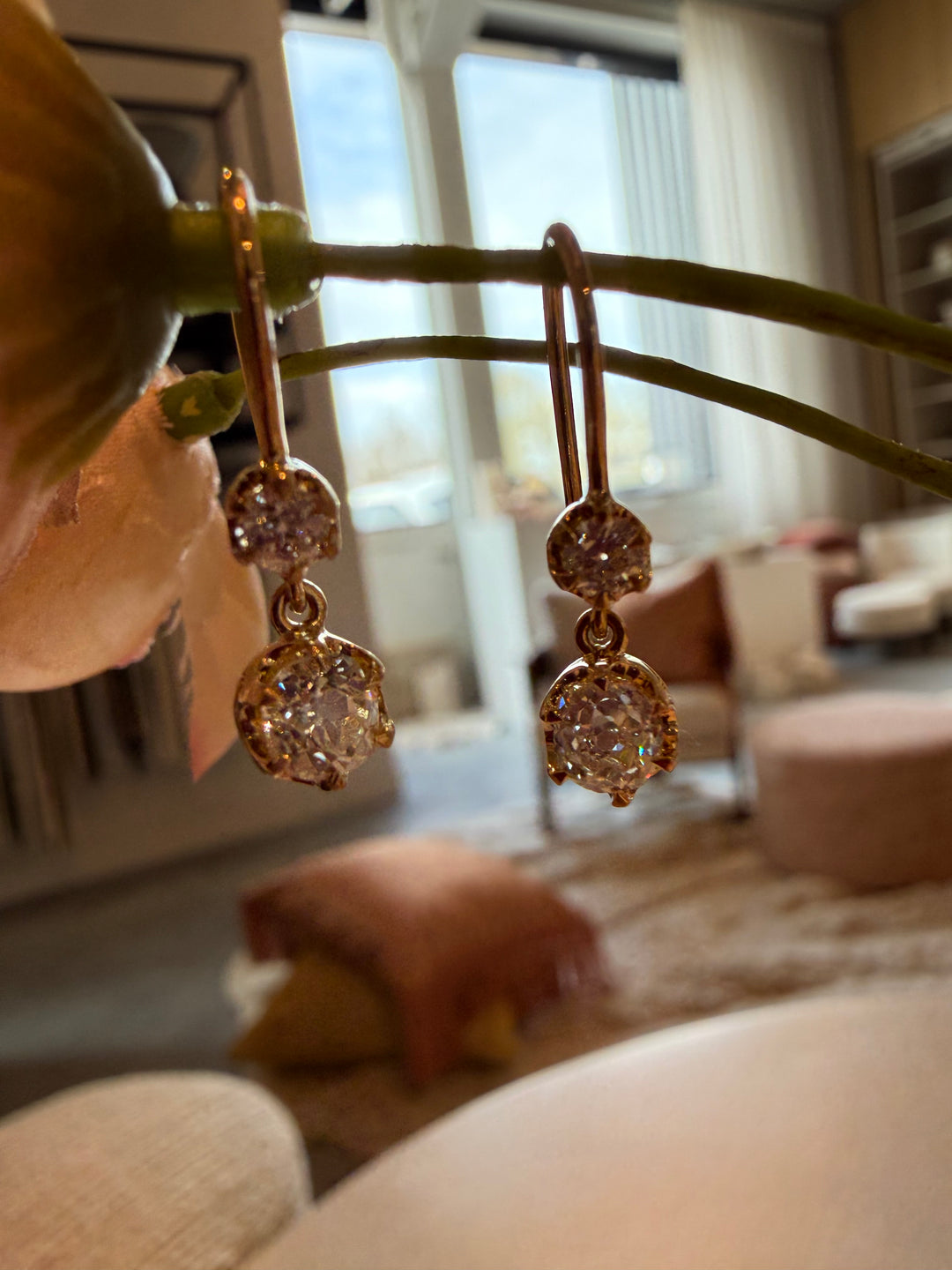 Old mine diamond earrings