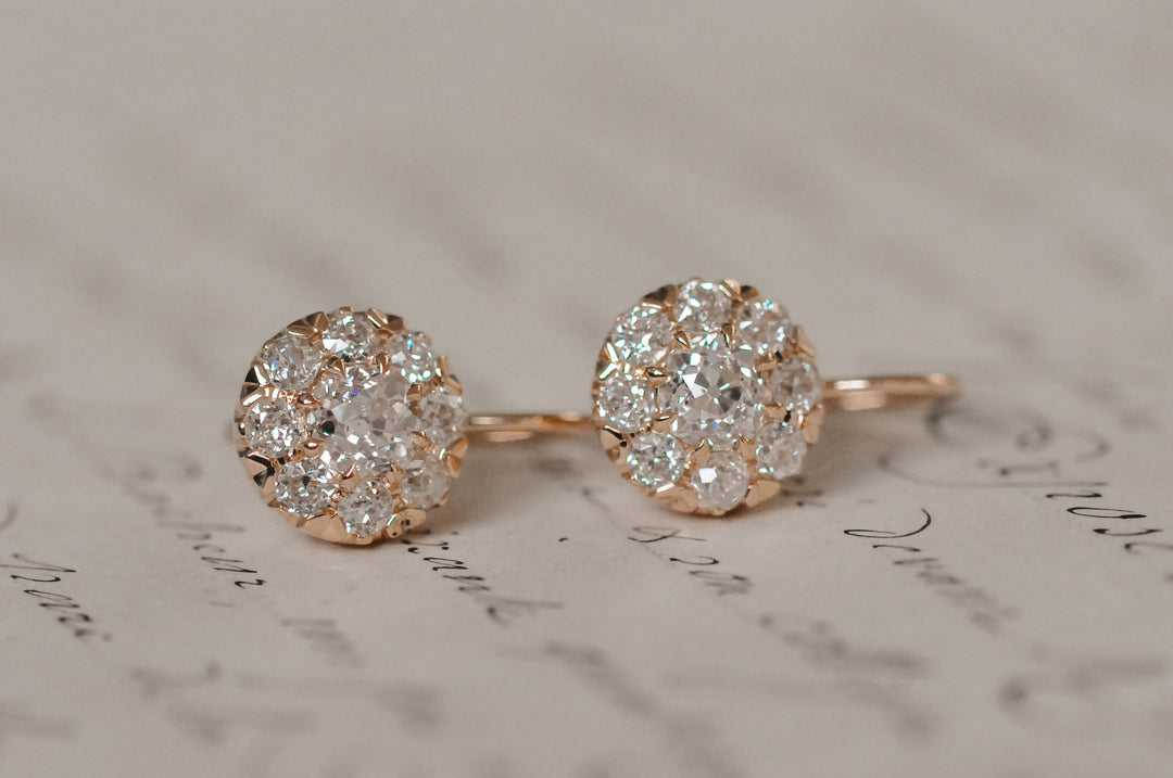 18K old European diamond earrings