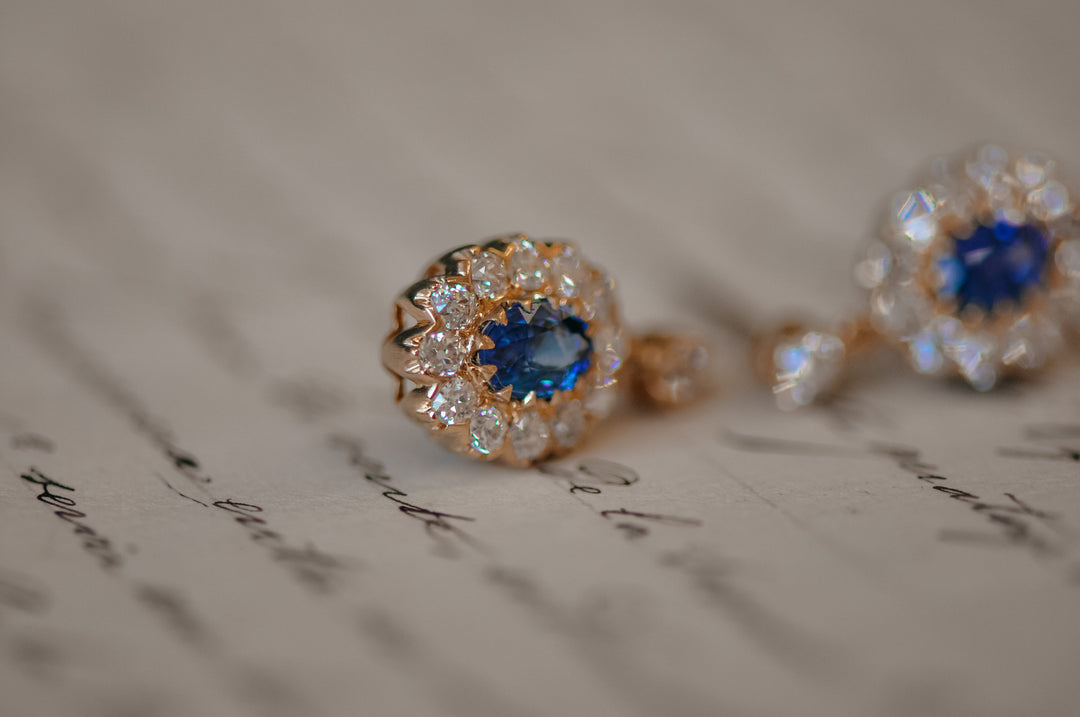 Victorian blue sapphire earrings