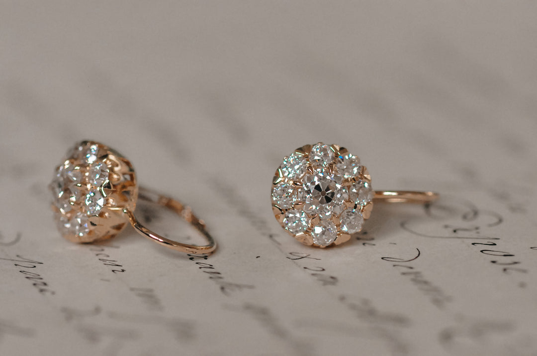 18K old European diamond earrings