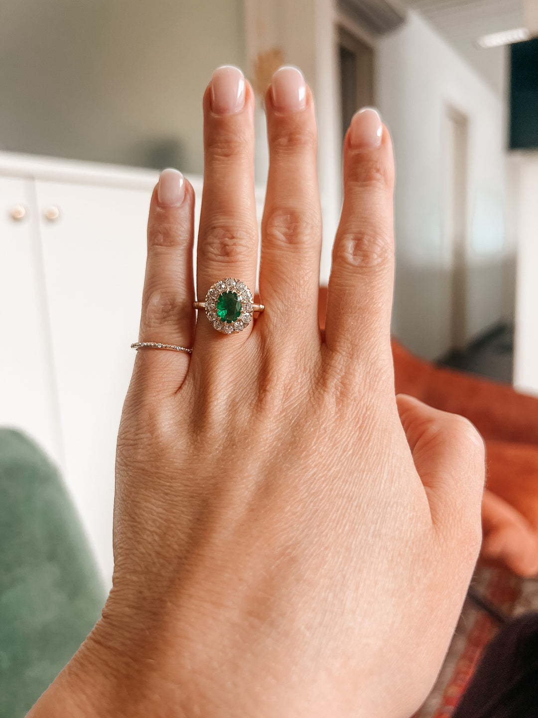 18K antique emerald ring