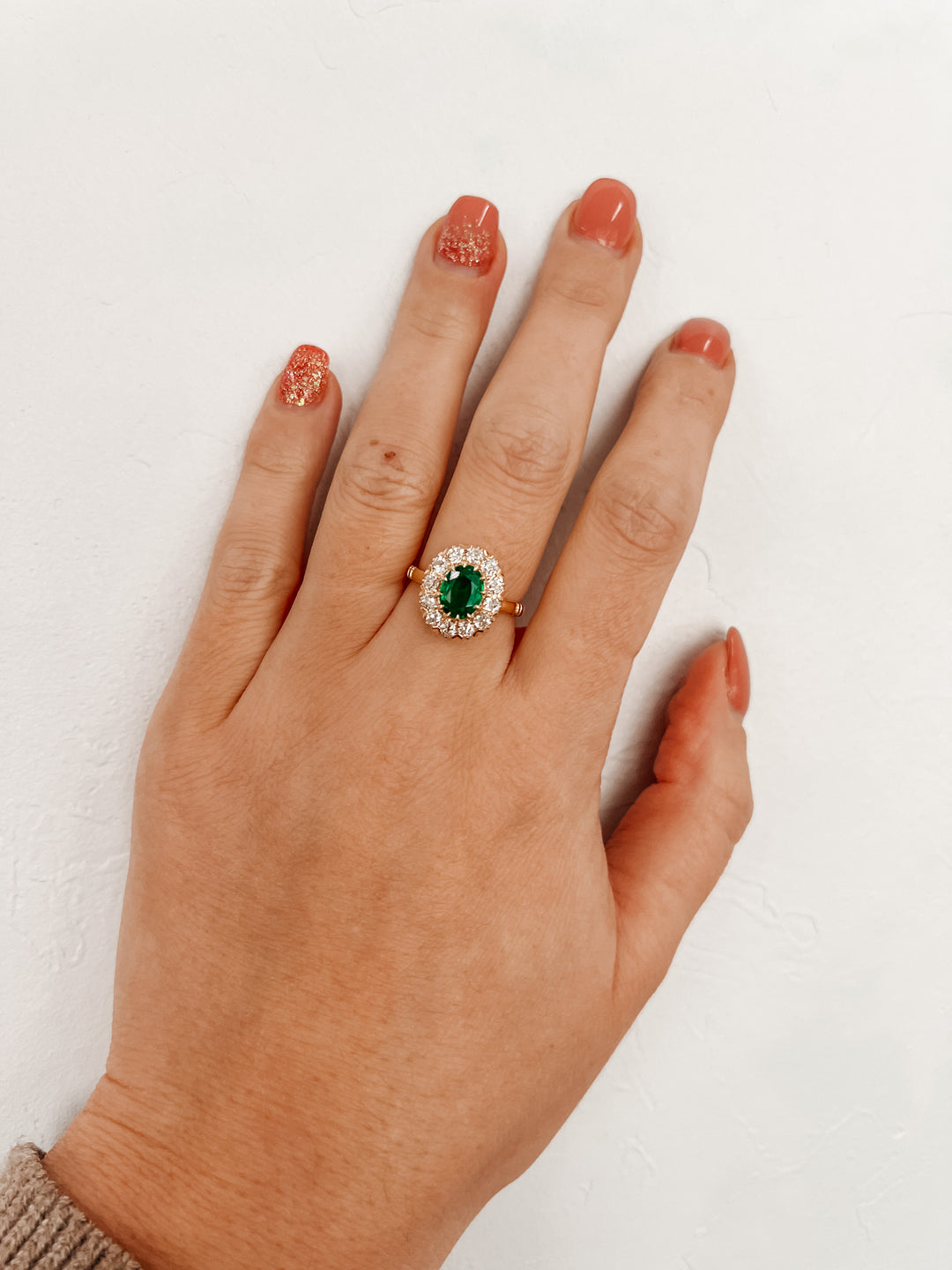 18K antique emerald ring