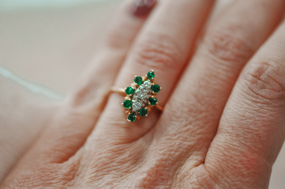 Antique emerald and diamond ring