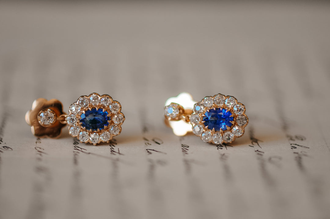 Victorian blue sapphire earrings