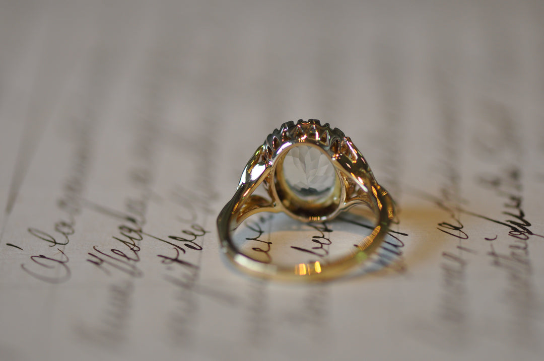 18K antique aquamarine ring