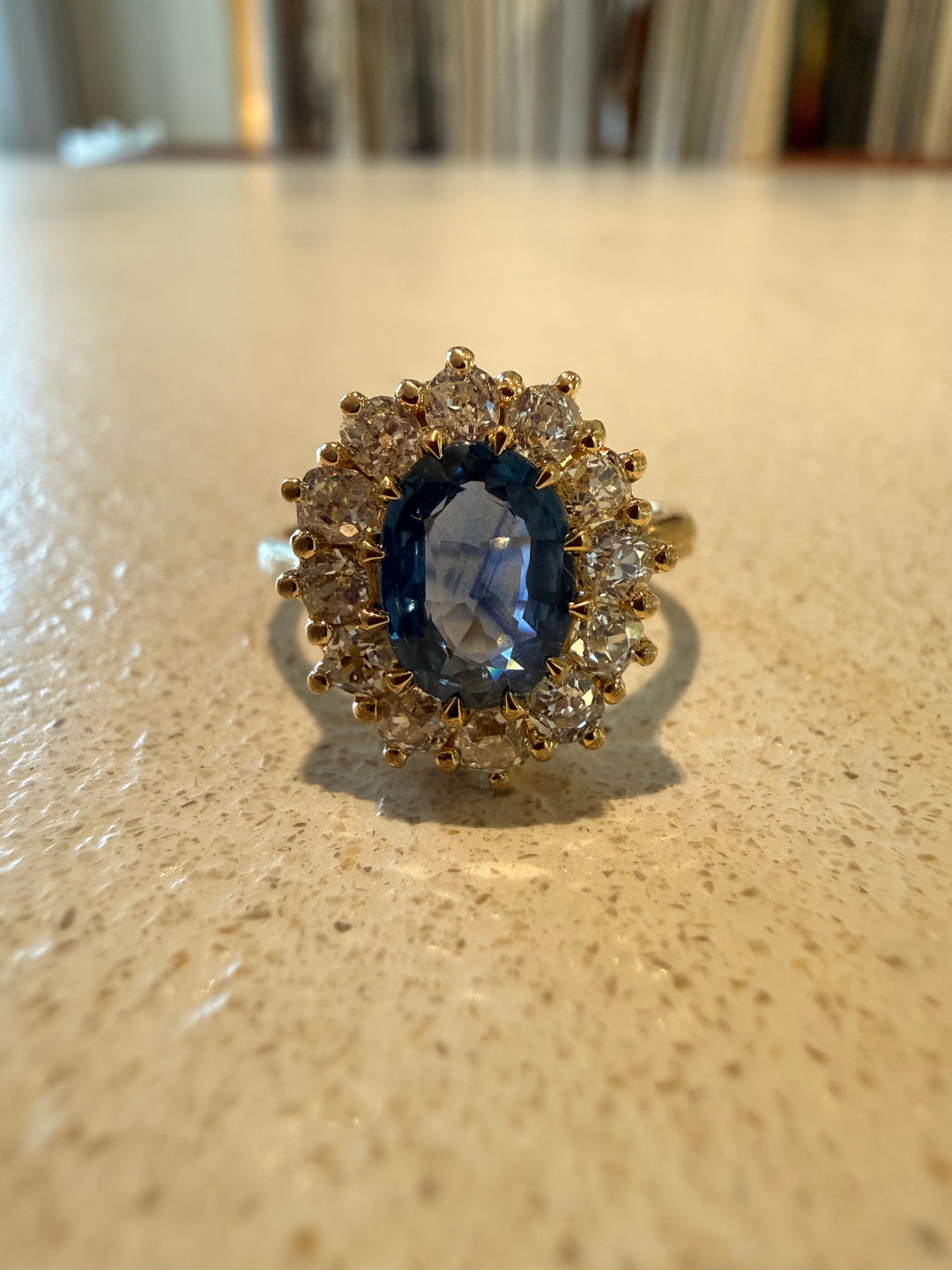 Blue sapphire diamond ring