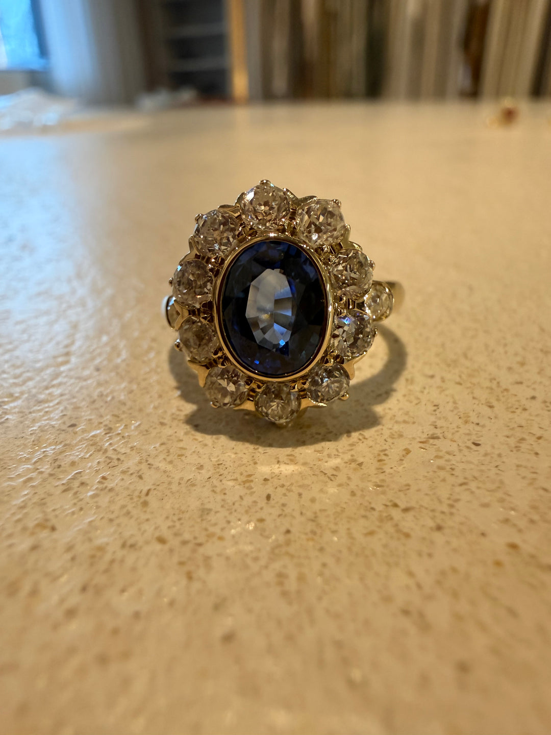 Antique blue sapphire and diamond ring