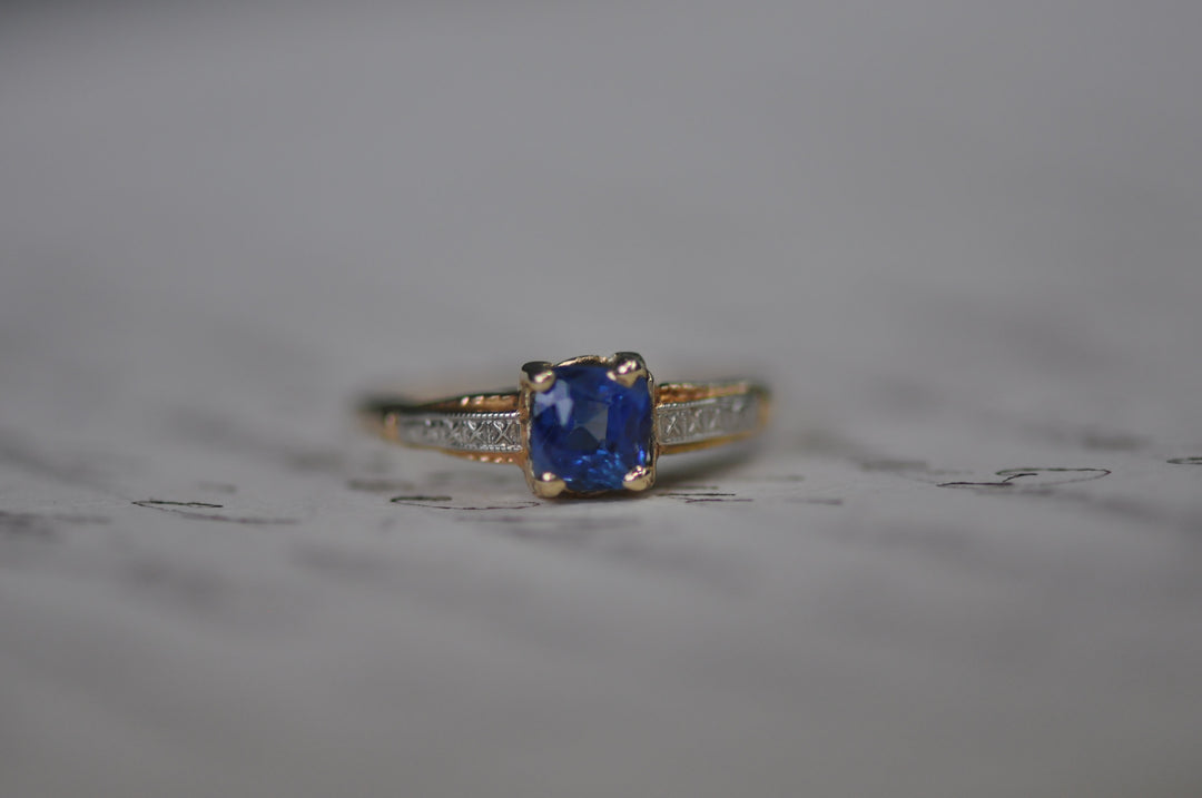 Antique blue sapphire ring