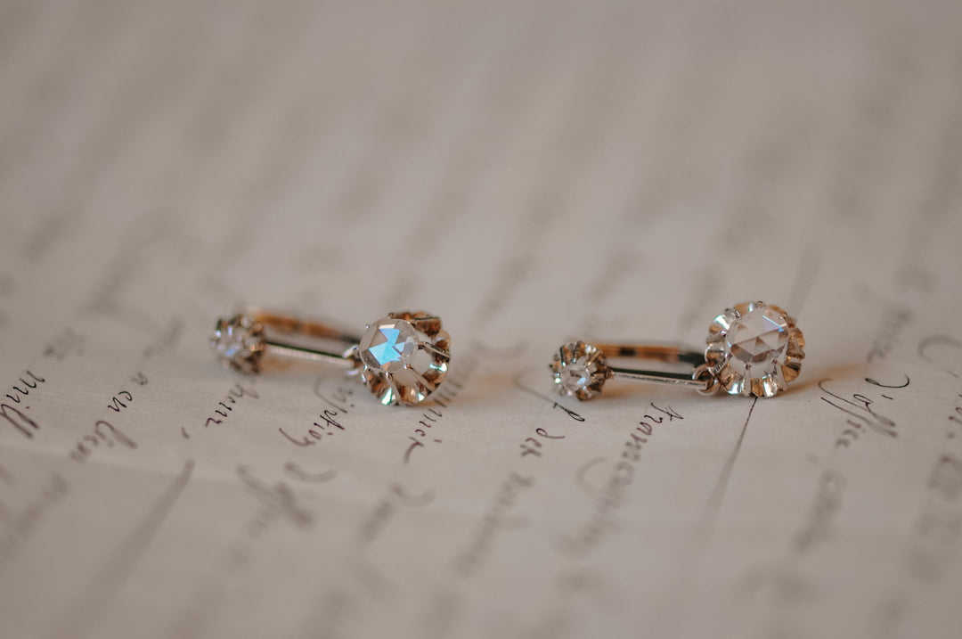 Antique rose cut diamond earrings