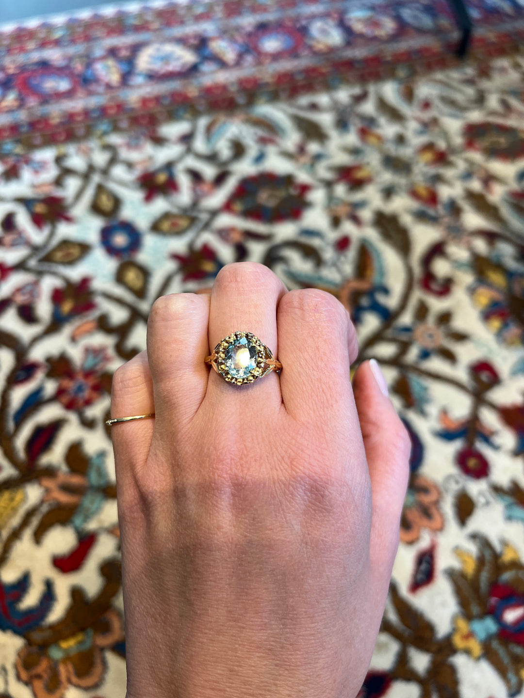 18K antique aquamarine ring