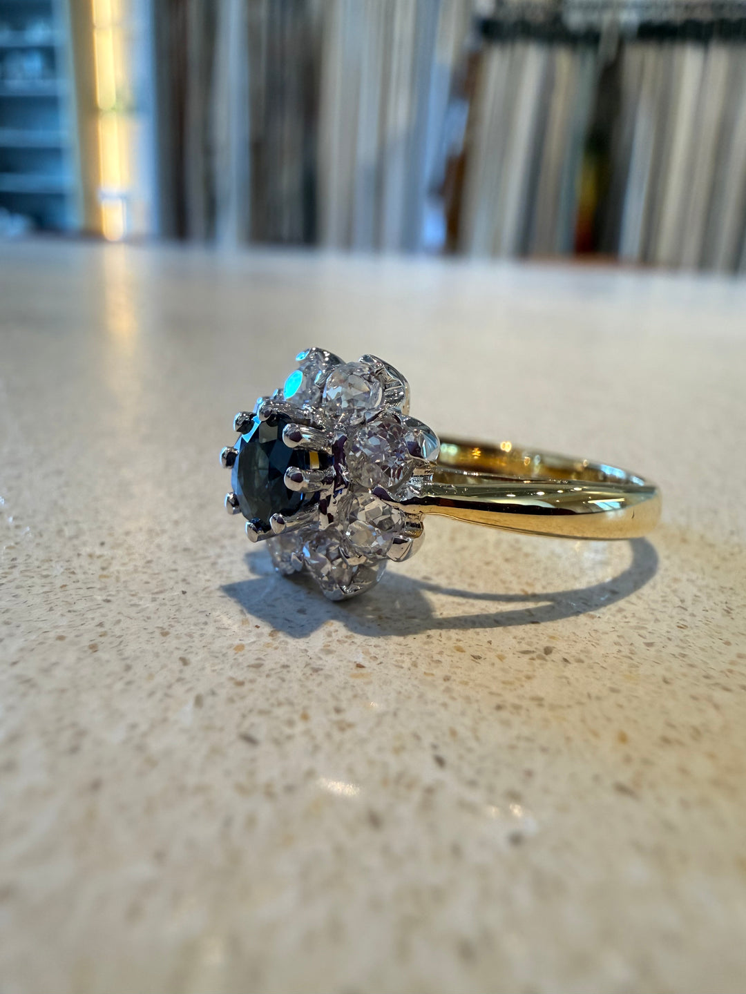 Antique blue sapphire ring