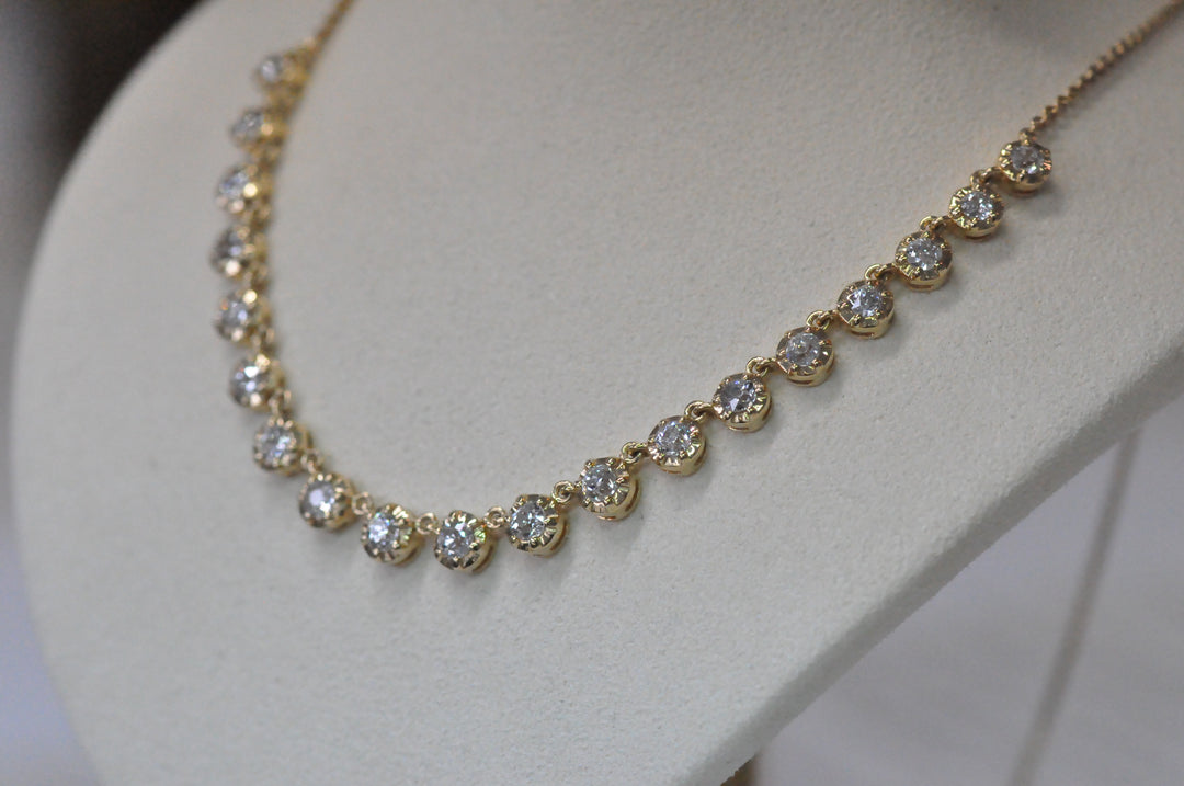 18K antique old mine diamond necklace