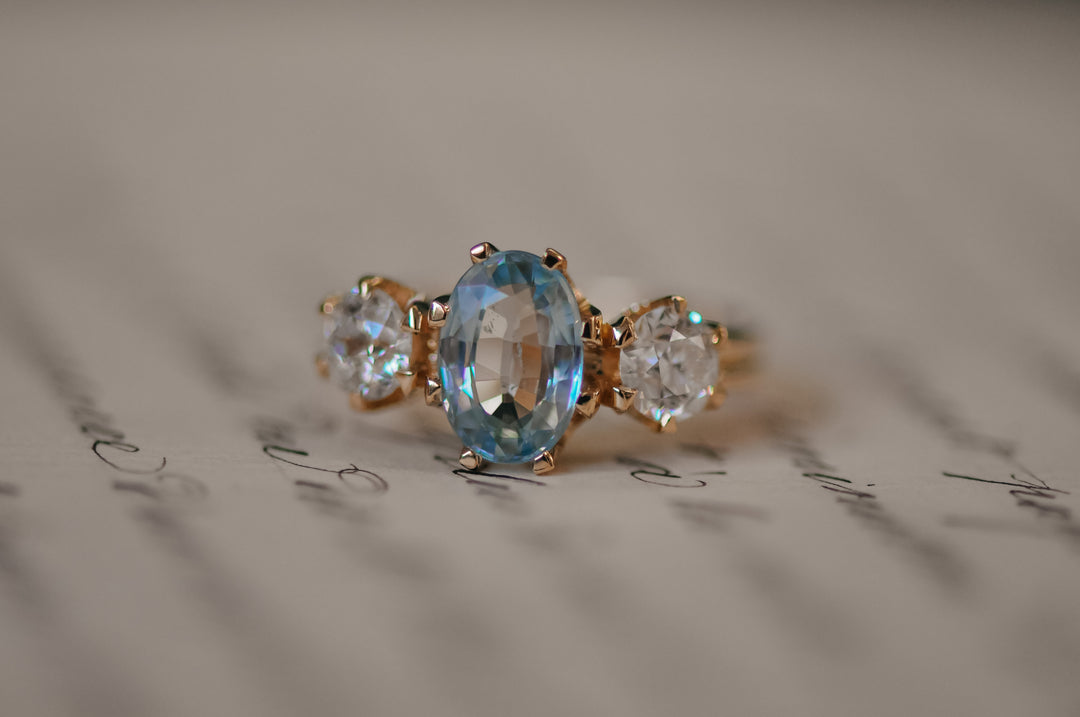 Antique blue sapphire and diamond ring