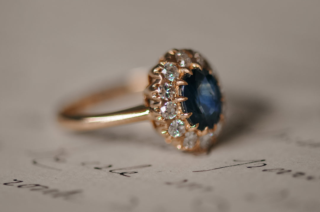 Antique blue sapphire ring