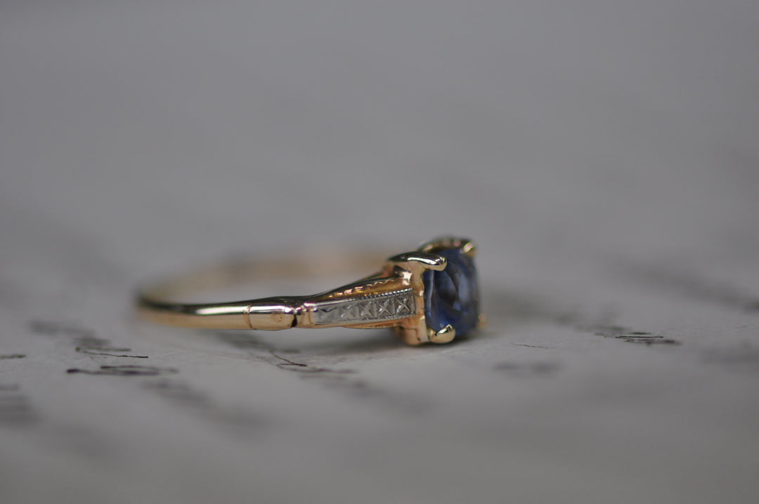 Antique blue sapphire ring