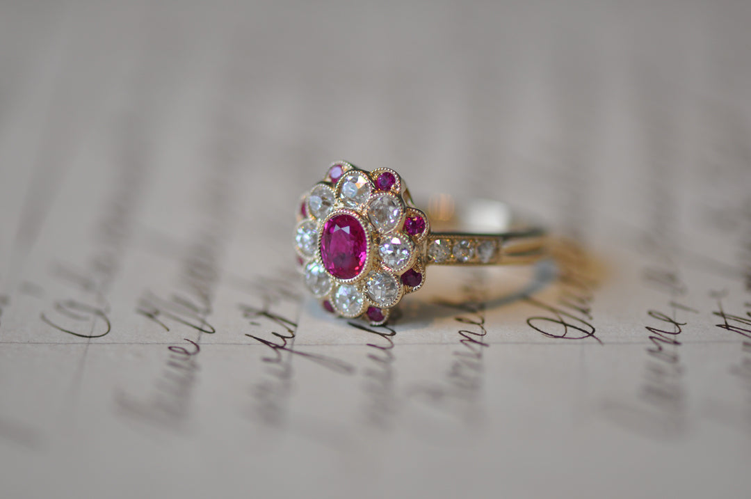 Ruby and diamond ring