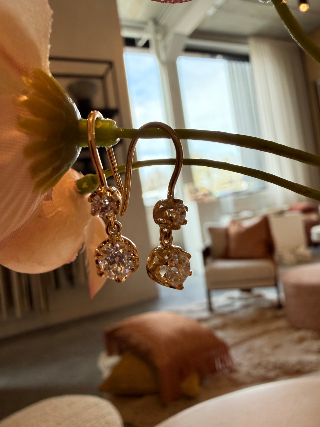 Old mine diamond earrings
