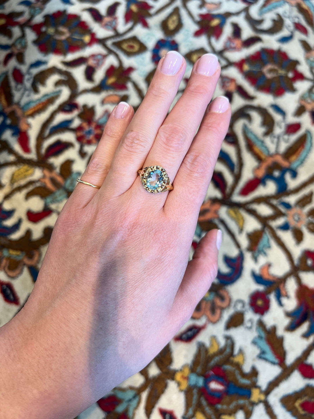 18K antique aquamarine ring