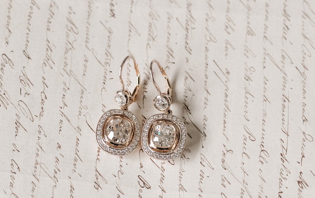 Antique old mine diamond earrings