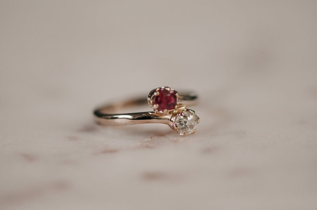 Toi er moi Ruby old mine diamond ring