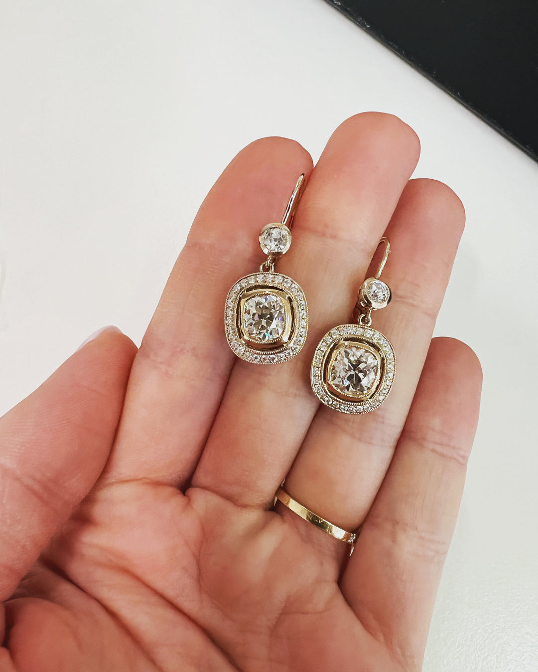 Antique old mine diamond earrings