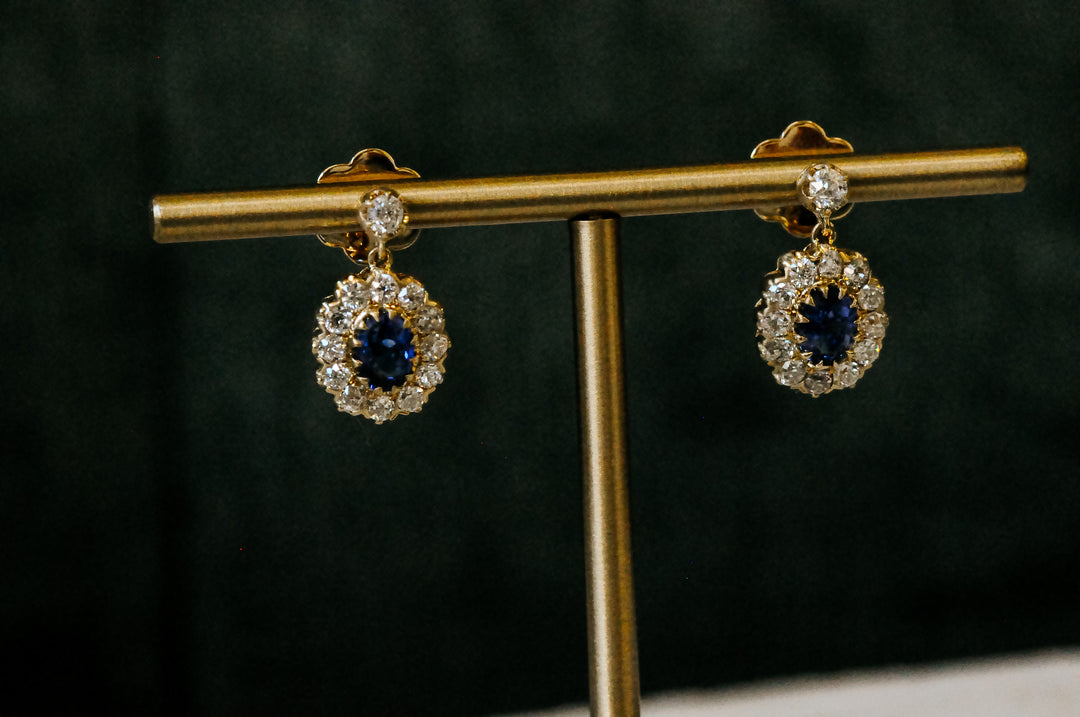 Victorian blue sapphire earrings