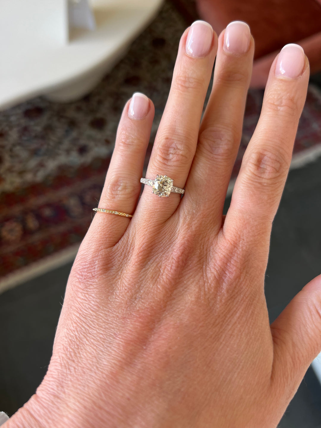 Old Mine Diamond platinum ring