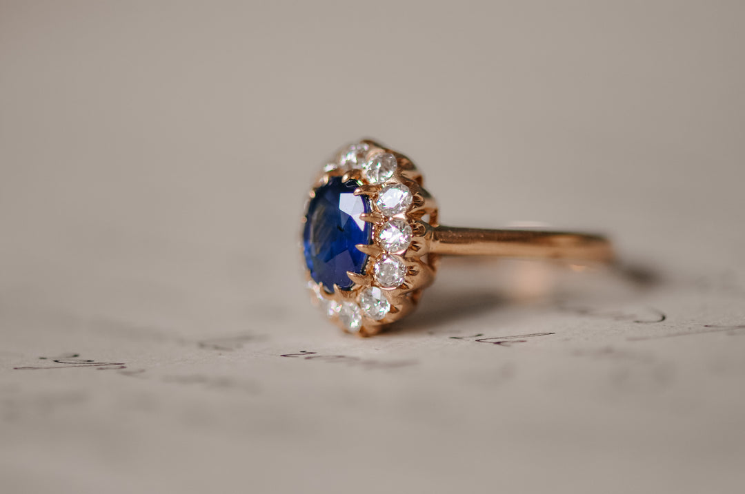 Antique blue sapphire ring