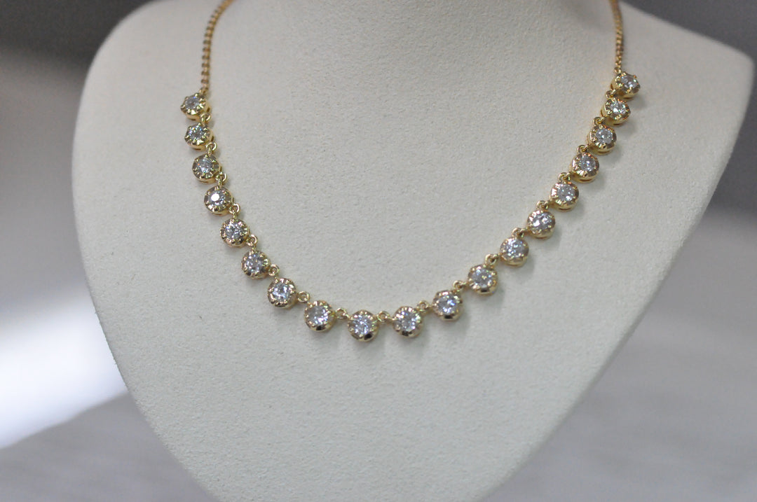 18K antique old mine diamond necklace