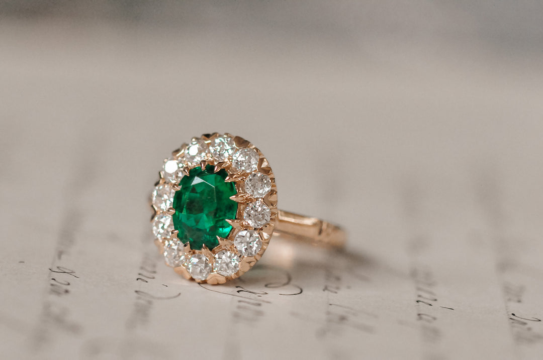 18K antique emerald ring