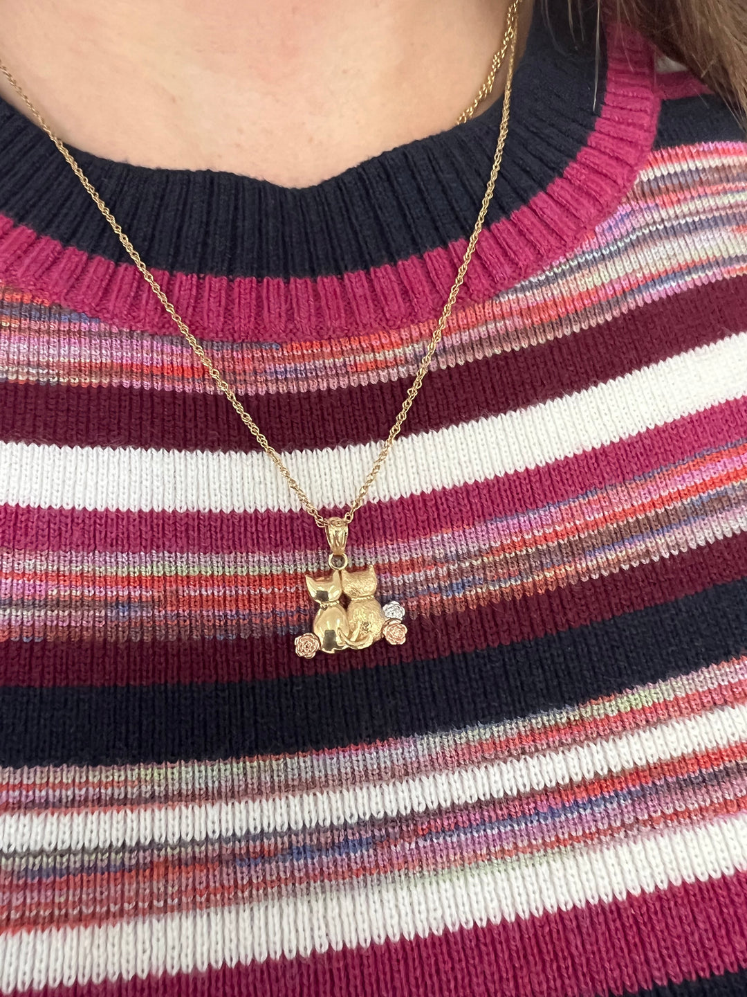 14K vintage cat pendant