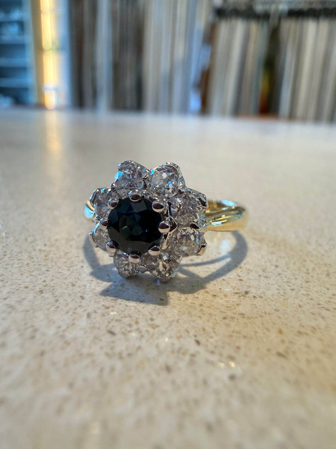 Antique blue sapphire ring