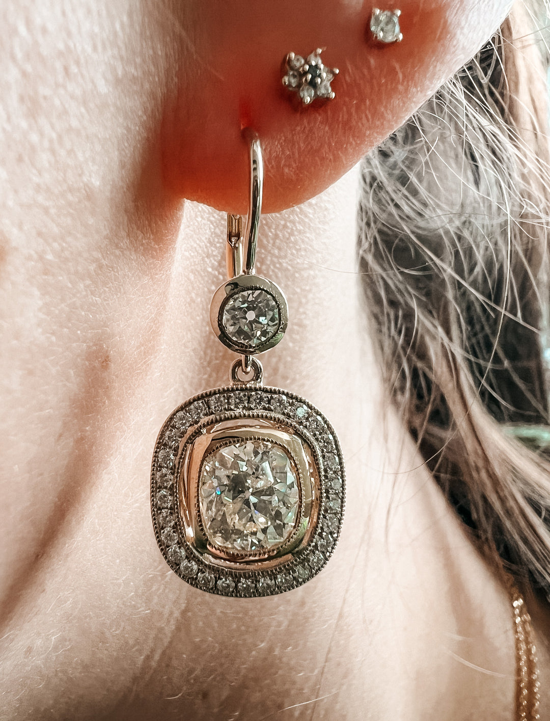 Antique old mine diamond earrings