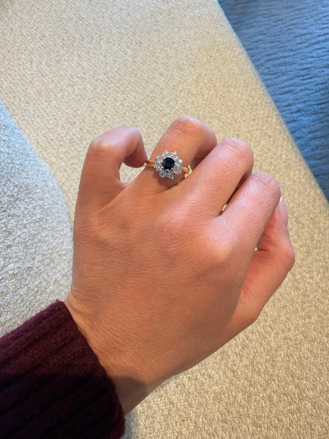 Antique blue sapphire ring