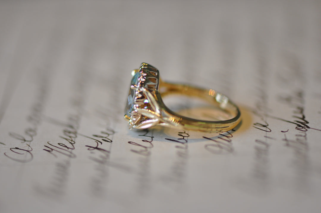 18K antique aquamarine ring