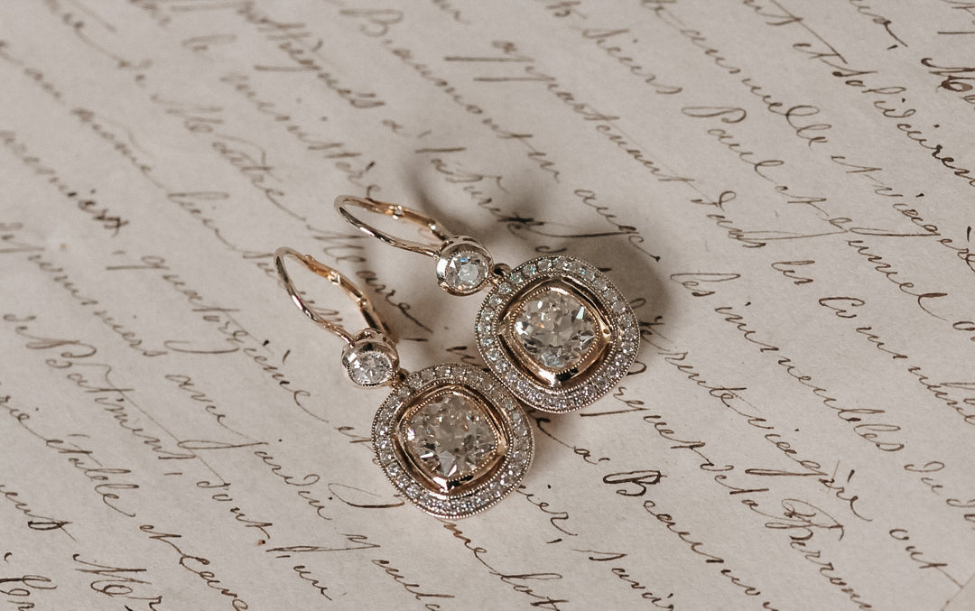 Antique old mine diamond earrings