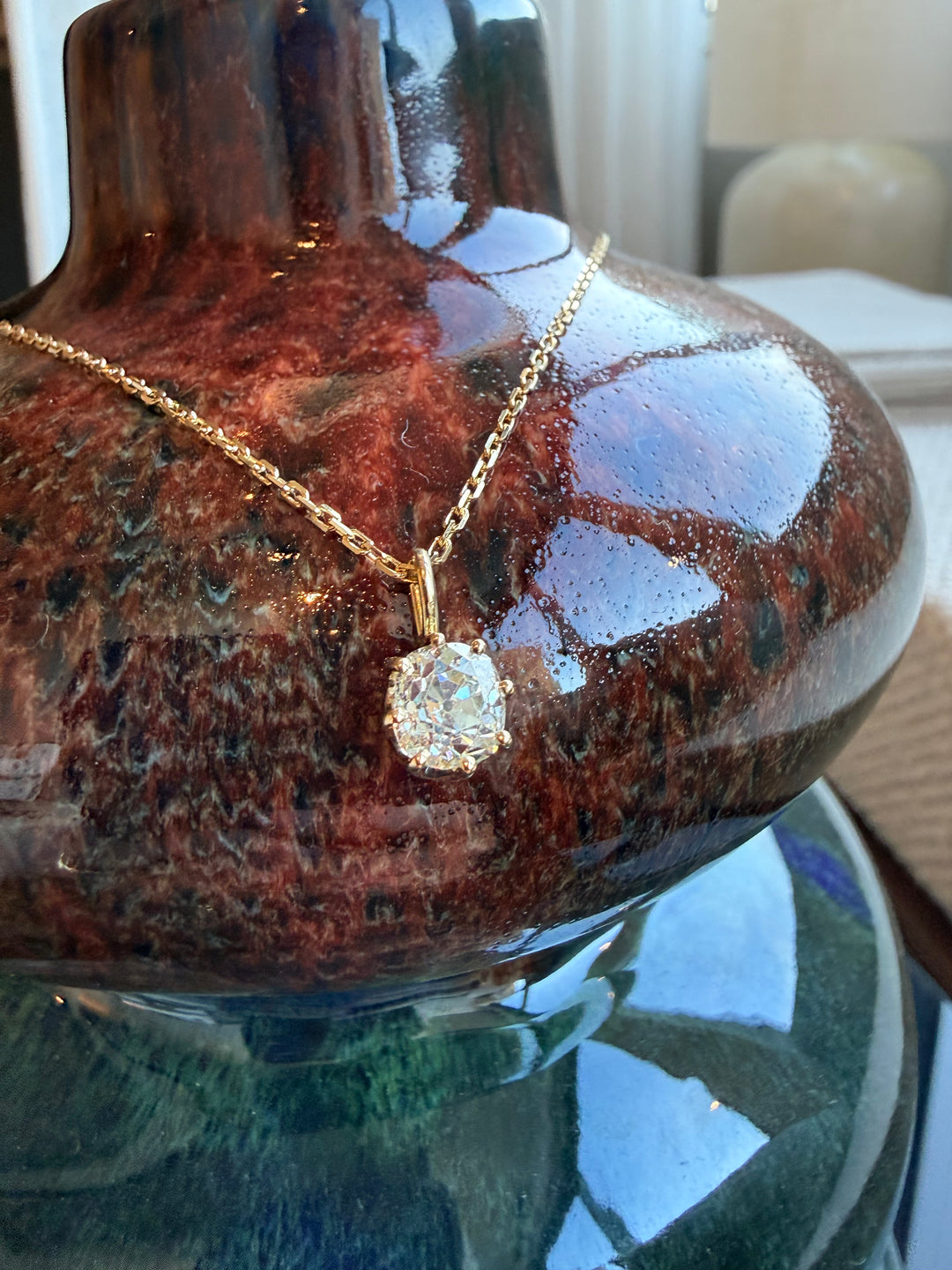 Old mine diamond pendant