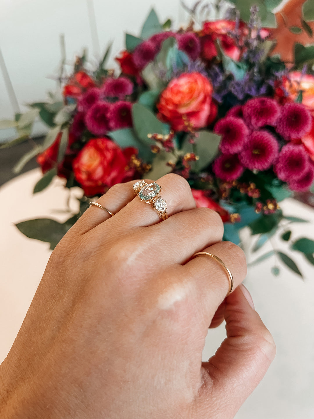 Antique blue sapphire and diamond ring