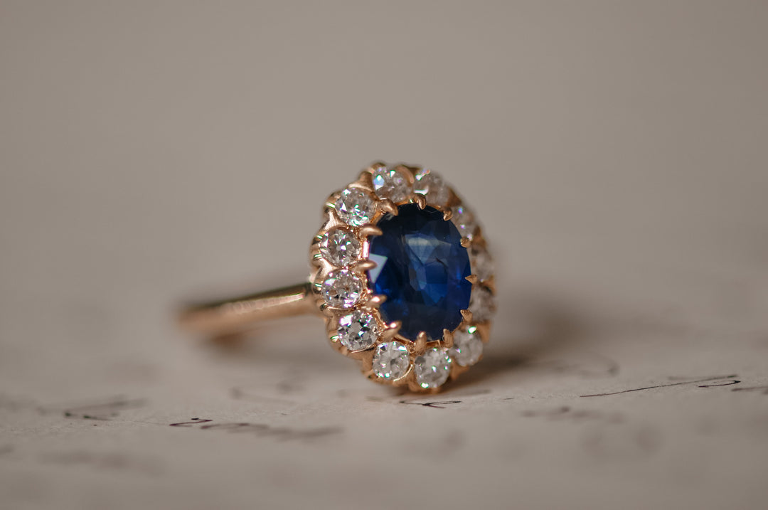 Antique blue sapphire ring