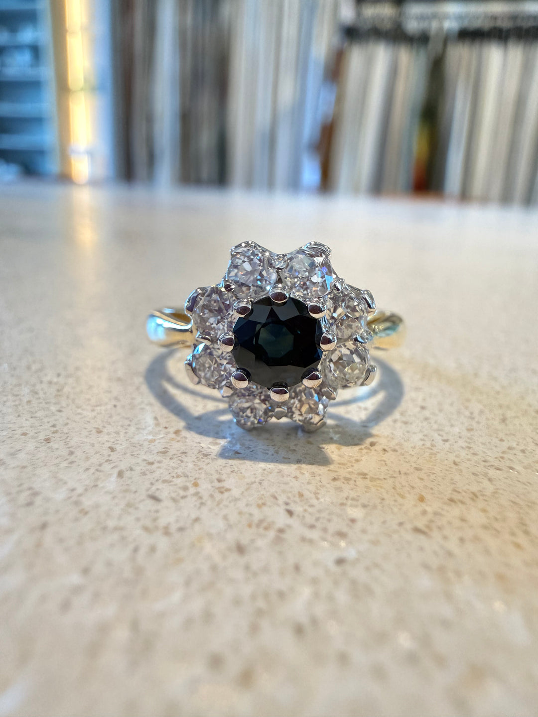Antique blue sapphire ring