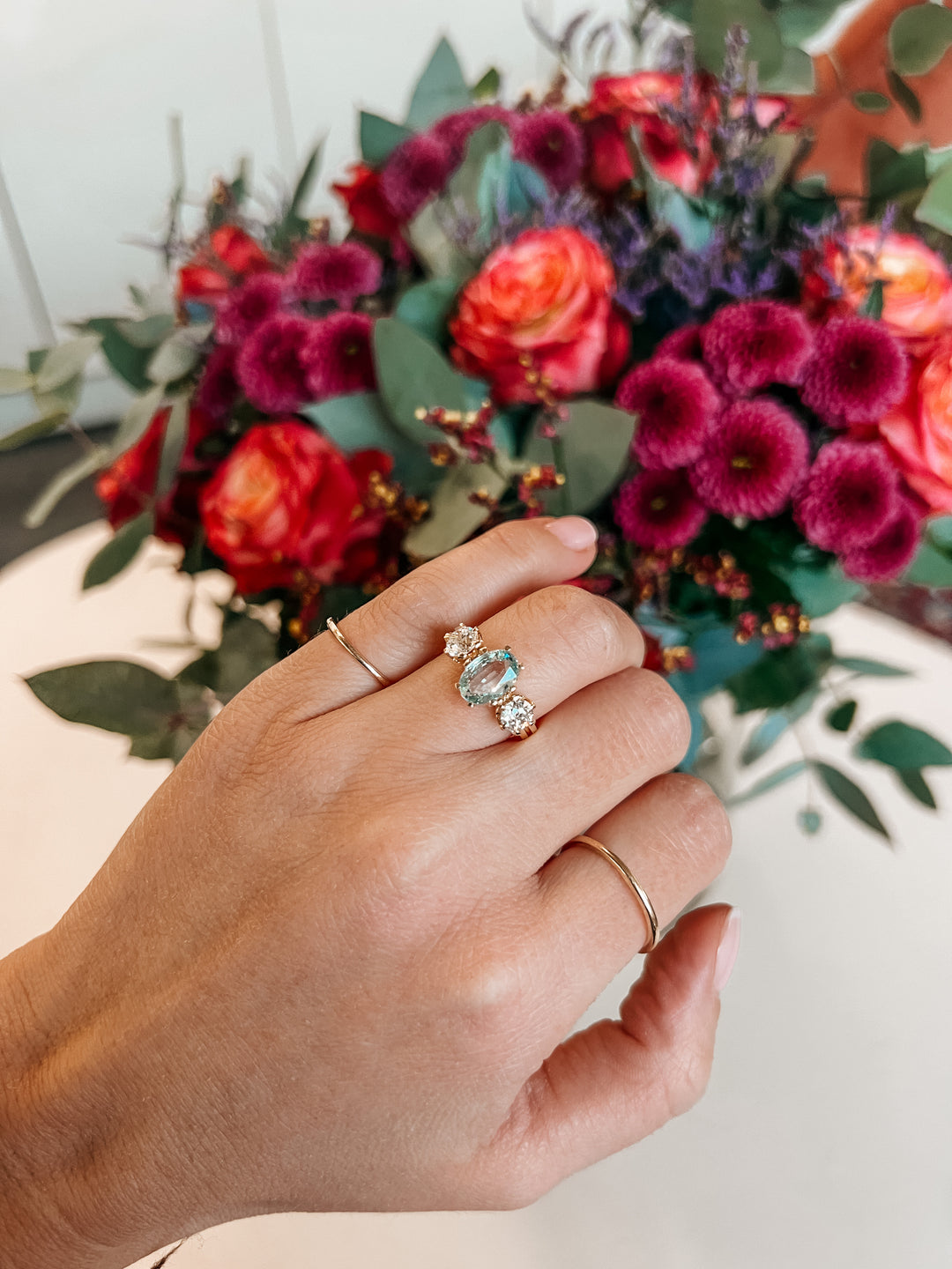Antique blue sapphire and diamond ring