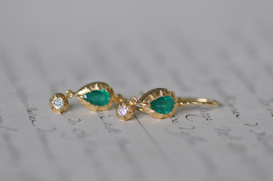 Antique emerald and diamond earrings