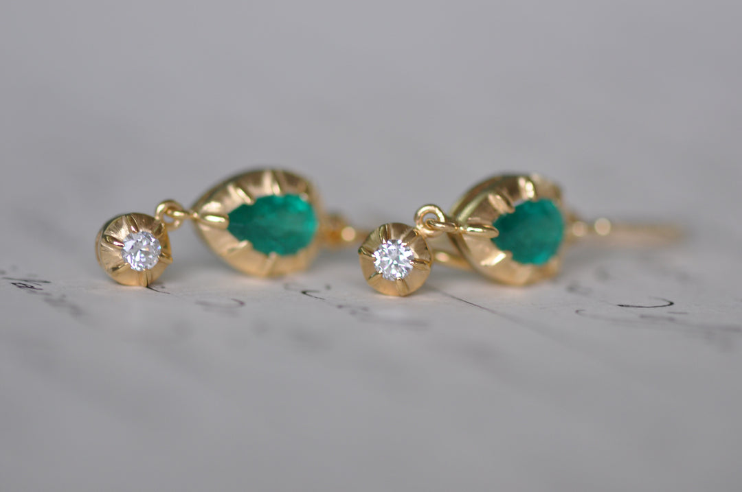 Antique emerald and diamond earrings