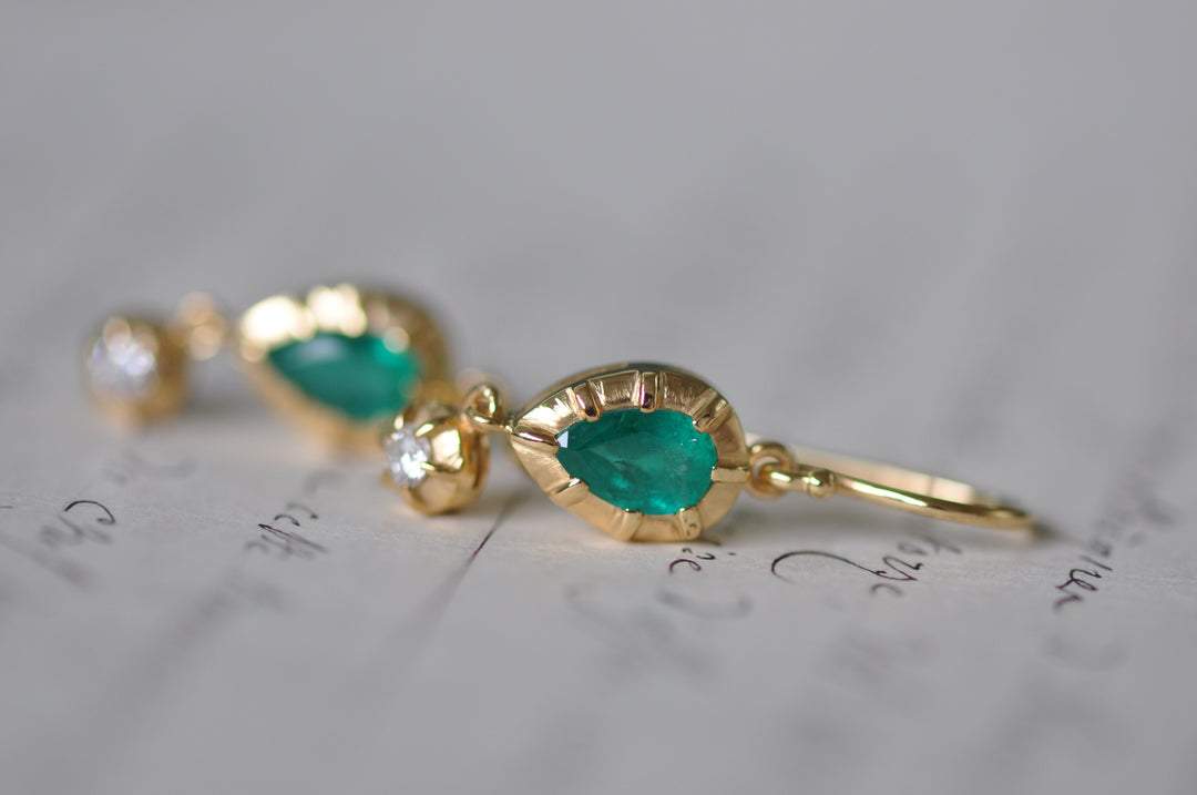 Antique emerald and diamond earrings