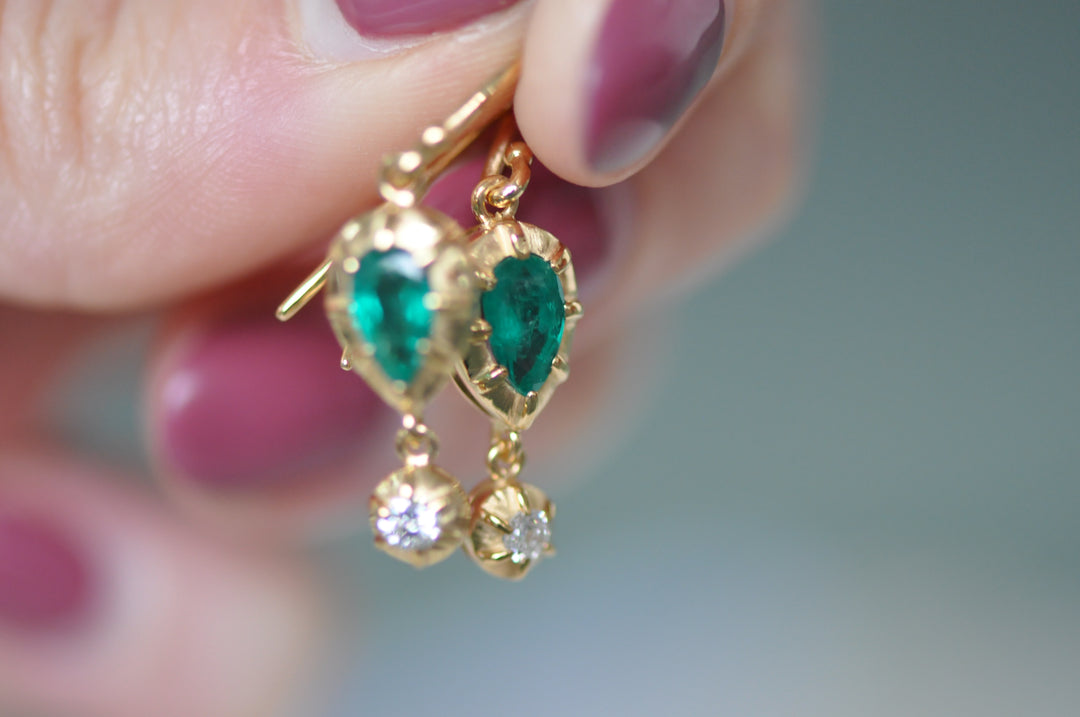 Antique emerald and diamond earrings