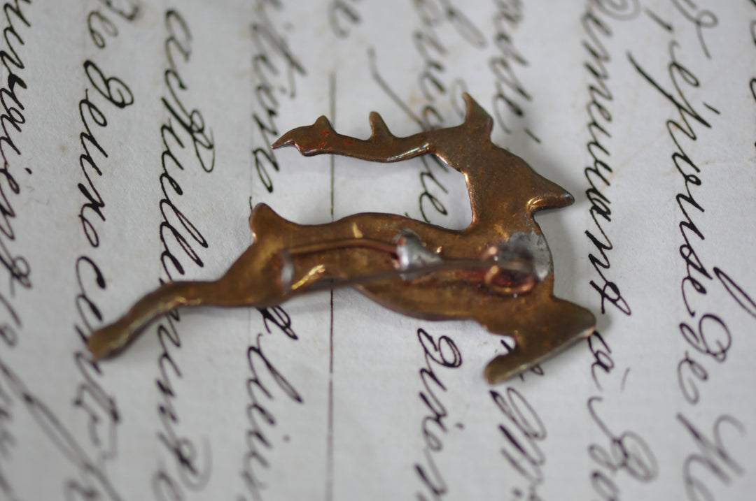 Antique Georgian rose gold diamond deer pin