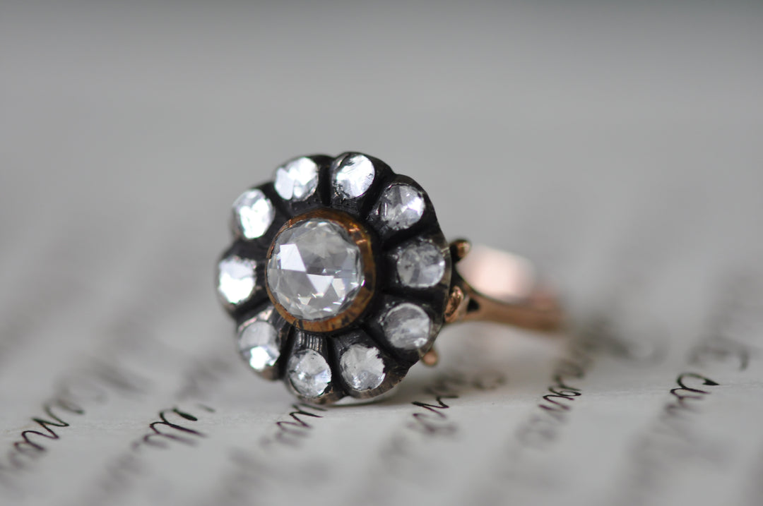 Victorian rose cut diamond ring