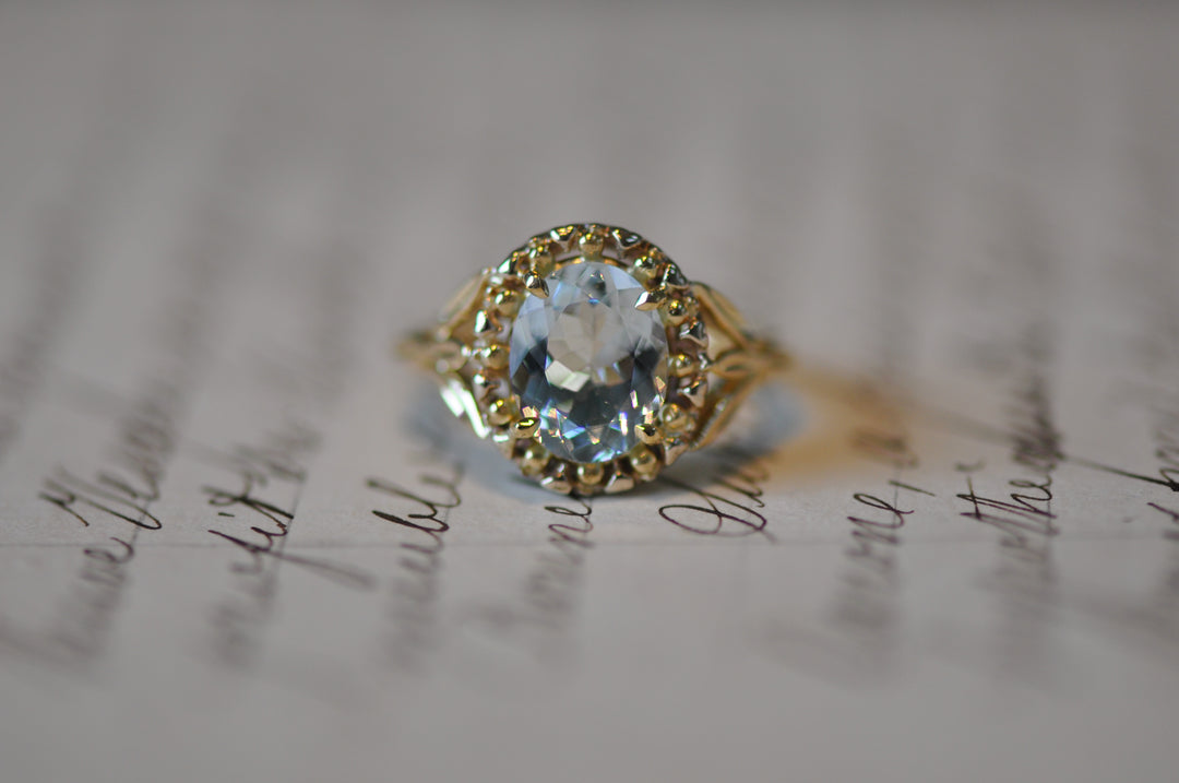 18K antique aquamarine ring